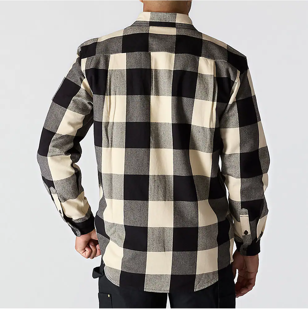 Loose Fit Heavyweight Flannel Long-Sleeve Plaid Shirt